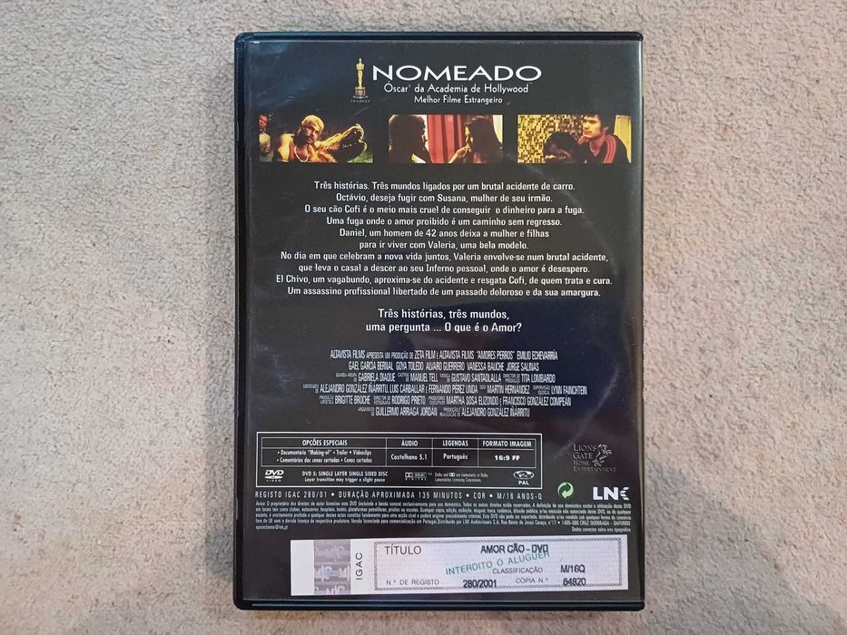 DVD- Amor Cão, de Alejandro G Iñárritu, c Emilio Echevarría, GG Bernal