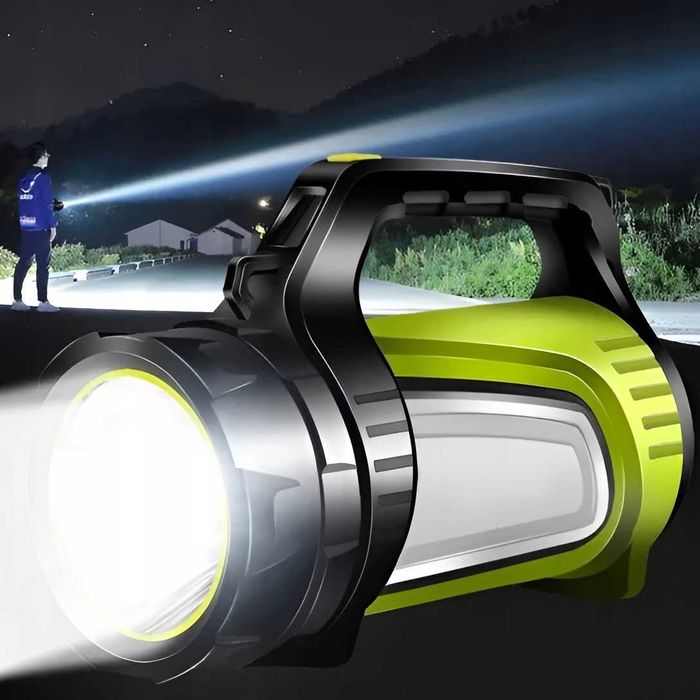 ZESTAW Latarka akumulatorowa szperacz LED mocna powerbank oświetlenie