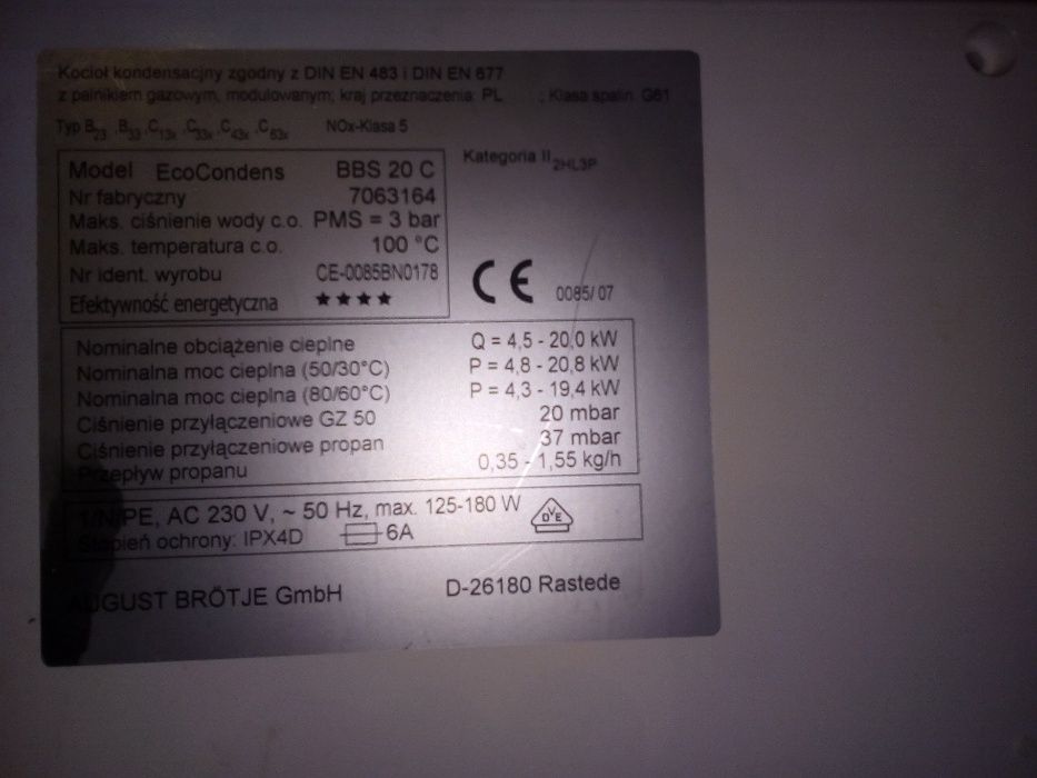 Płyta główna pieca gazowego August Brotje GMBH