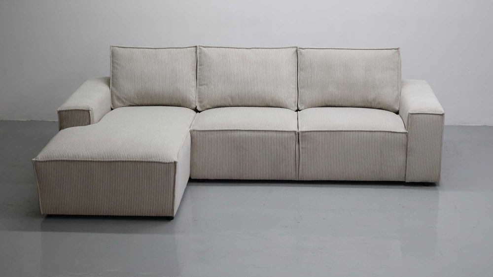 TPB Narożnik kanapa rogówka sofa Poduszki Salon Tkanina Poso jasny beż