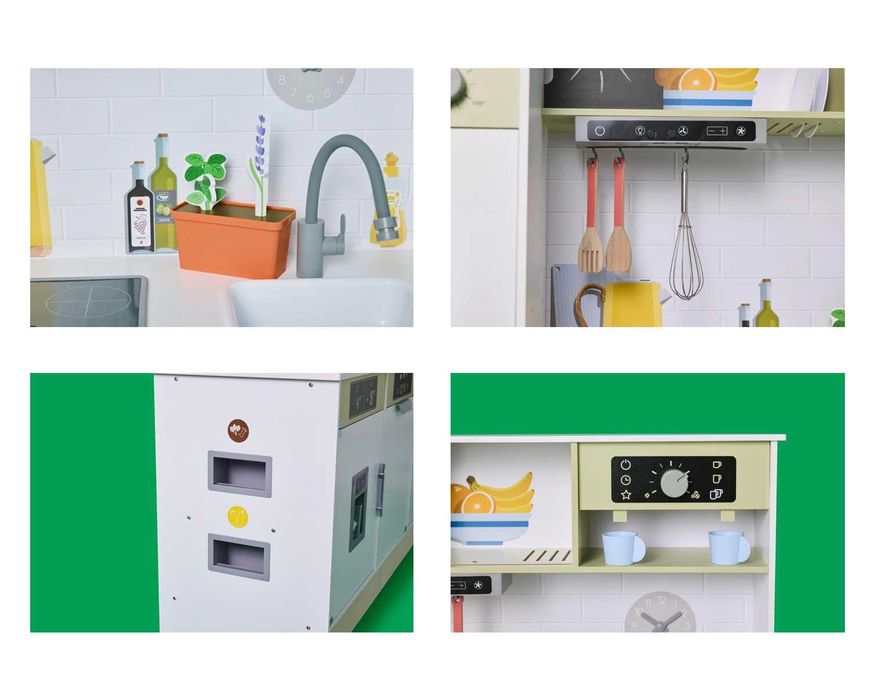 Kuchnia dla dzieci kuchenka kostkarka zmywarka pralka mikro DREWNO XXL