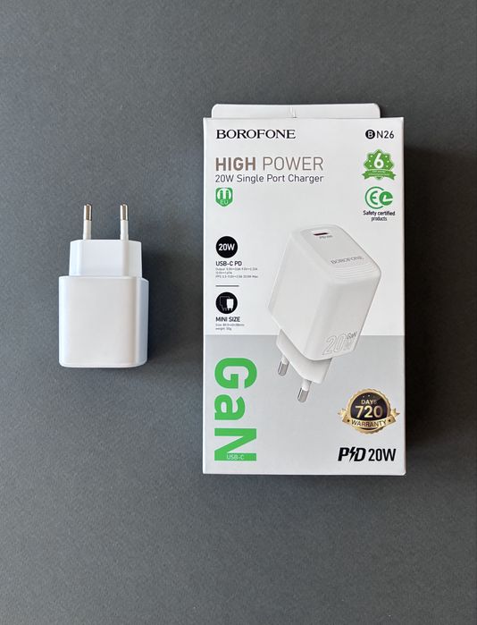 Power Adapter GaN 20W USB-C зарядний блок адаптер швидка зарядка iphone та андроід