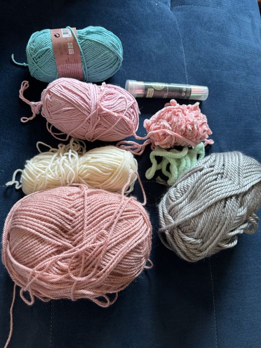 włóczka, wełna, szydełka zestaw