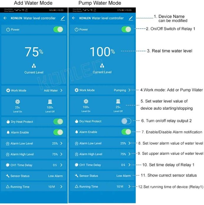 Czujnik poziomu wody cieczy Smart Wifi aplikacja