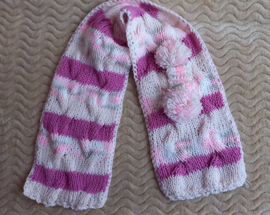 Szalik z wloczki dla dziecka rekodzieło handmade Piękny UNIKAT