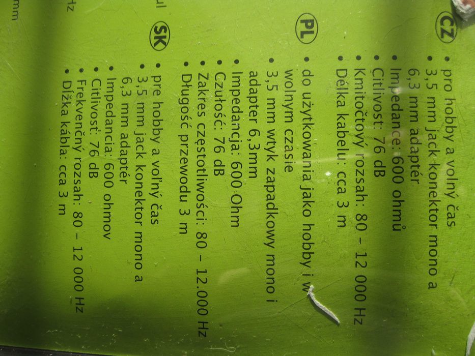 Mikrofon Dynamiczny 76 dB