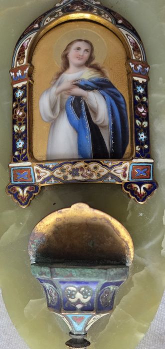 Kropielniczka emalia brąz złocony