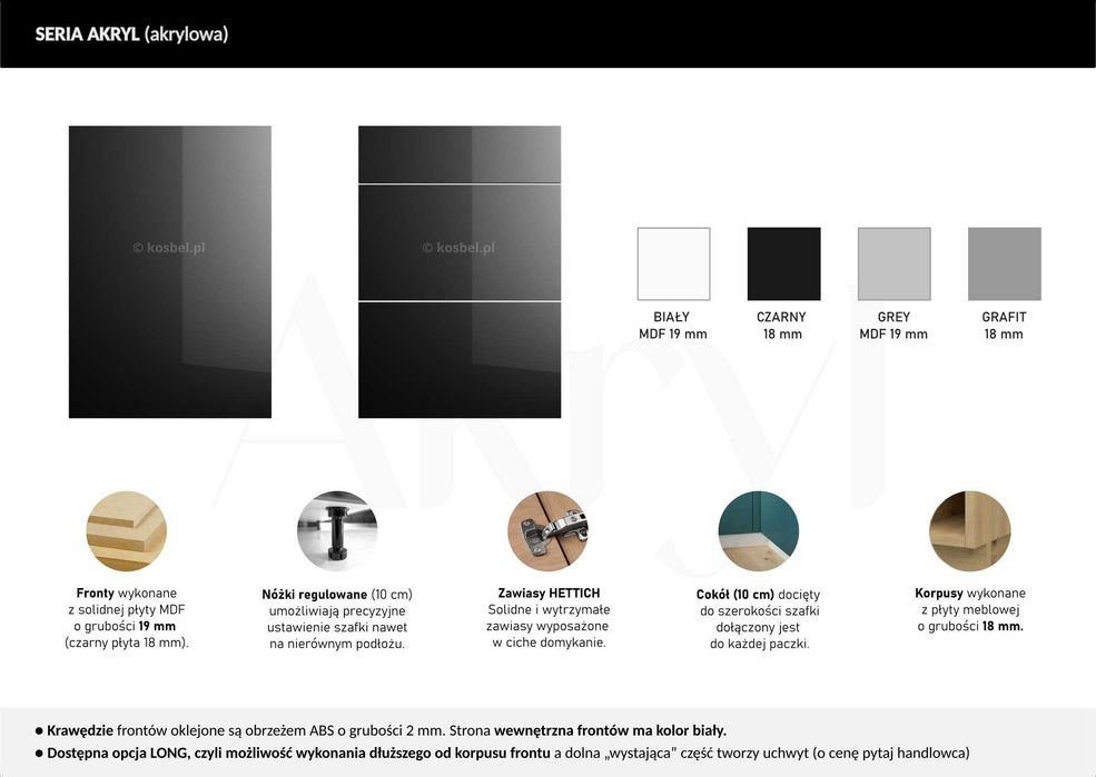 SK Kuchnia AKRYL meble, szafki kuchenne połysk TRANSPORT wycena
