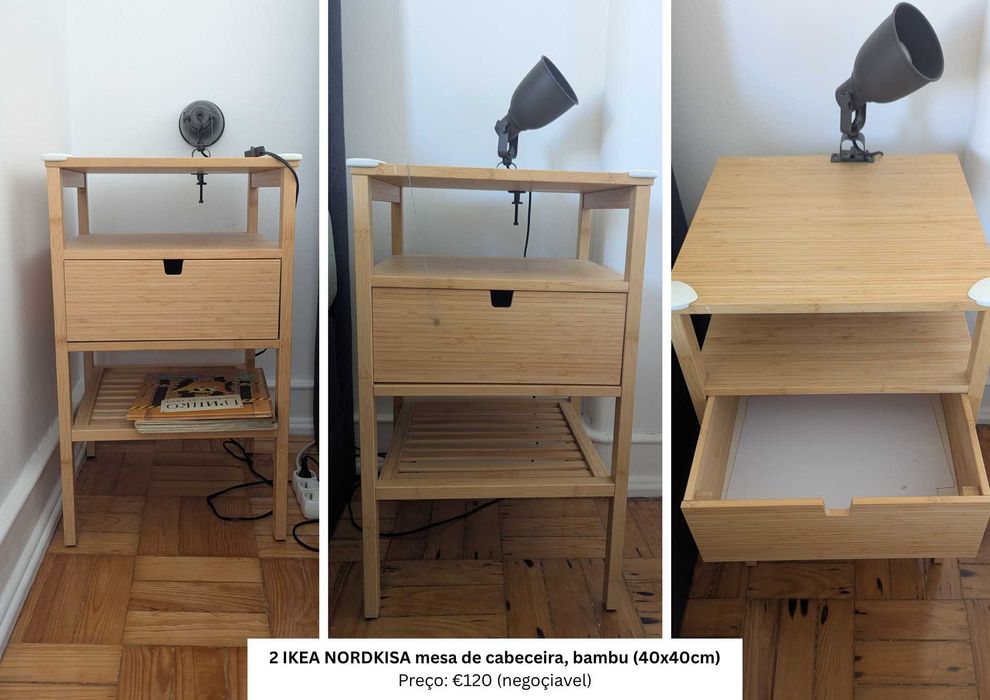 IKEA Mesas de cabeceira de bambo