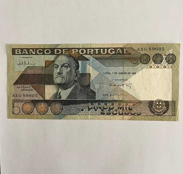 5000 Escudos 1986 - Very Well Preserved