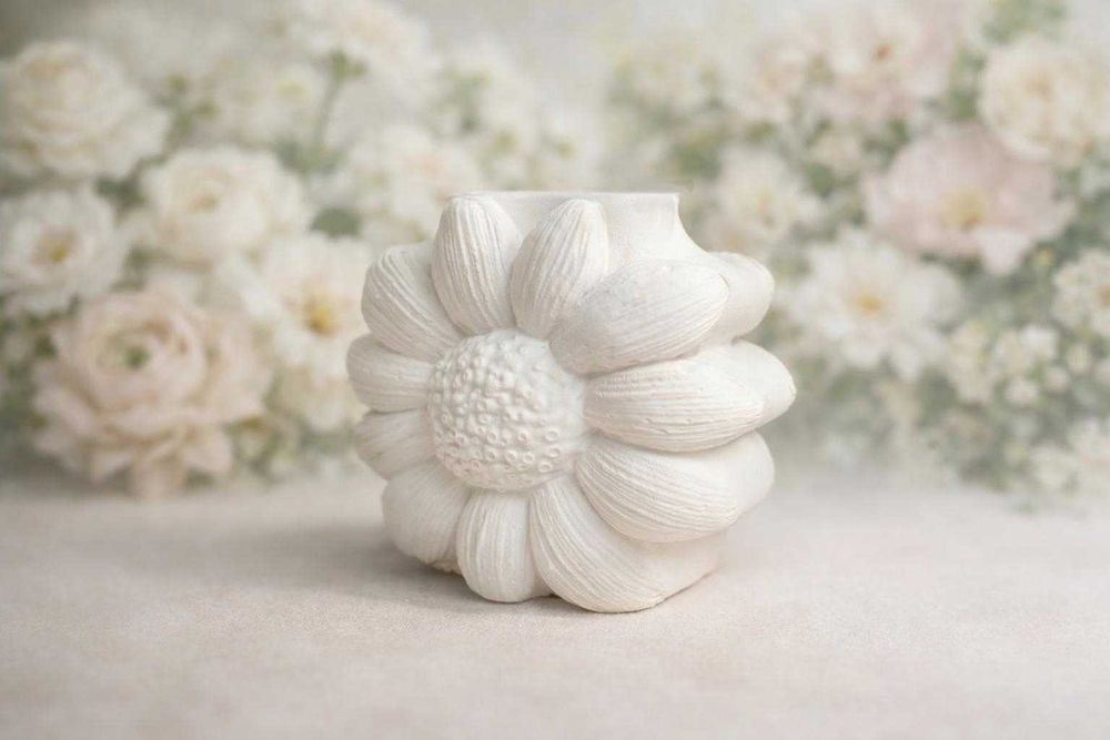 Gipsowy wazonik w kształcie kwiatka