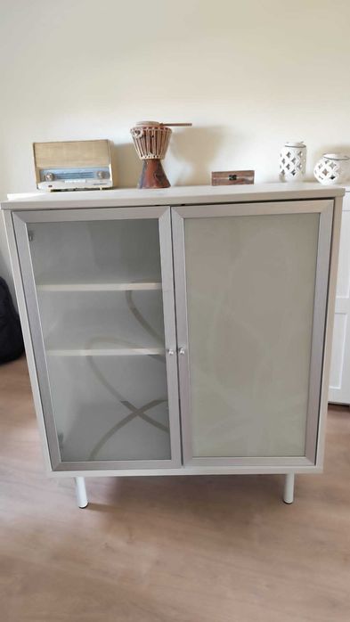 Armário de arrumação - Branco c/portas vidro