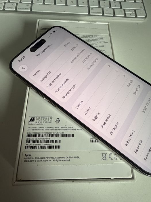 Bateria 95% iPhone 15 Pro Max 256gb White Titanium