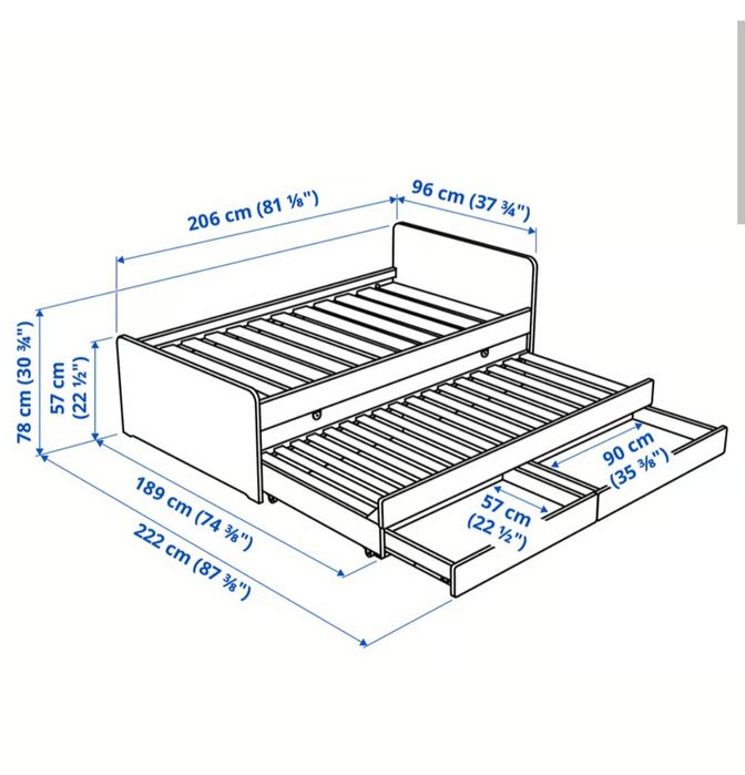 Cama c/ cama-gaveta + arrumação