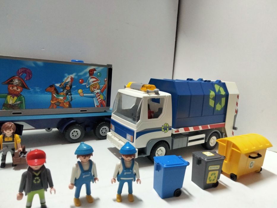Playmobil śmieciarka i Tir z obsługą