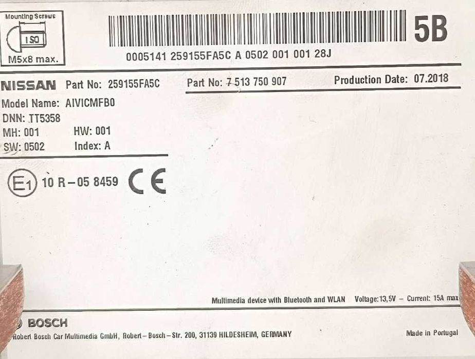 Rádio / Auto Rádio 259155FA5C - NISSAN MICRA V