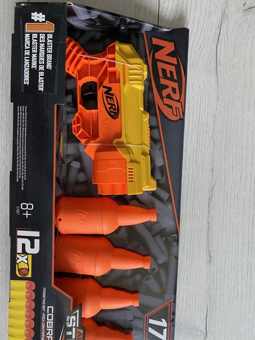 Nerf оригінал пістолет дитячий з патронами і цілями у вигляді бутилок