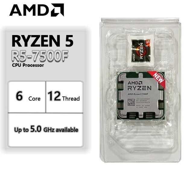 Процессор AMD Ryzen 5 7500F 6/12 ядер 3.7-5.0GHz 38MB Zen4 sAM5 Tray