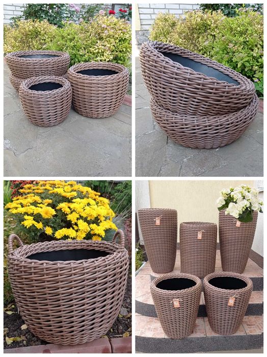Кашпо для квітів 5л-65л,Дровниця, Корзина,Горщик.Вазон.Кашпо з ротангу