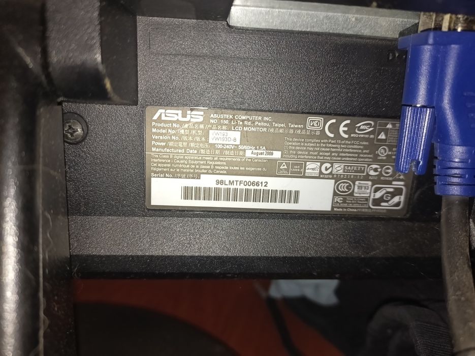 Монитор asus vw193D-B 19