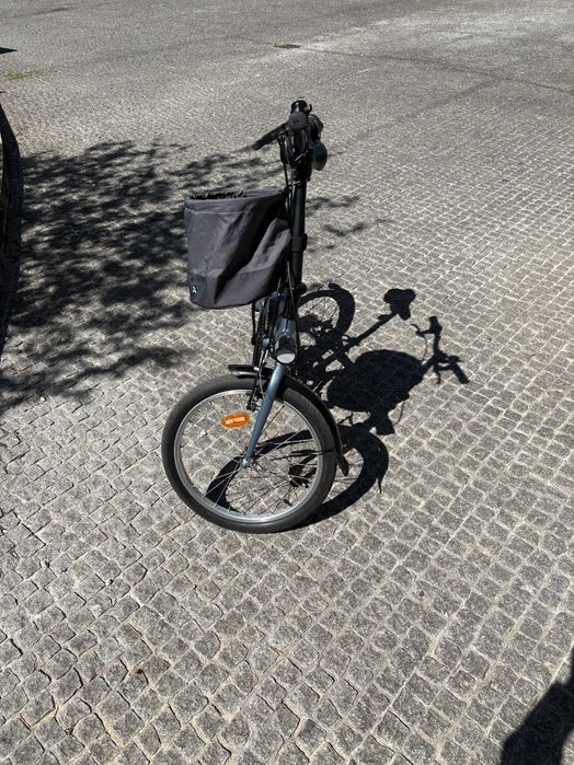 Bicicleta Dobrável BTWIN Cinzenta - Pouco Uso + Cesto