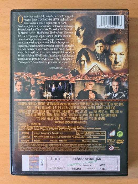 Filme em DVD "O Código da Vinci" com Tom Hanks e Andrey Tautou