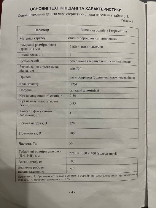 Ліжко функціональне з електроприводом, б.в.