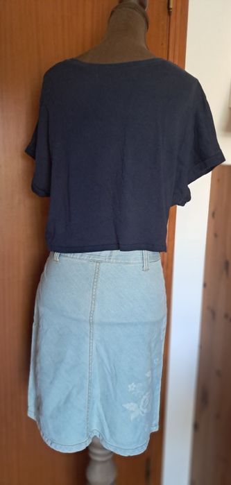 Conjunto Saia de Ganga Mayoral + Blusa Crop Lefties (Oferta da Blusa!)