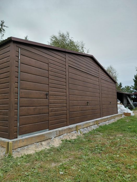 Garaż blaszany blaszak drewnopodobny nowoczesny