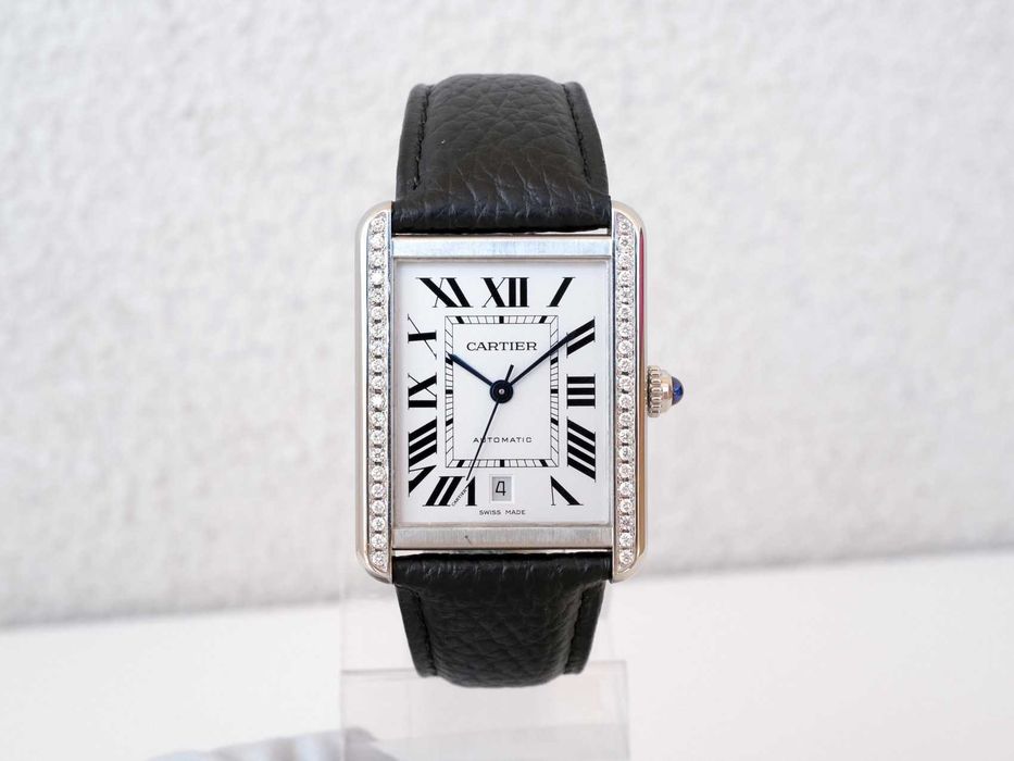 Cartier Tank Solo XL White Dial Diamond Bezel Automatic