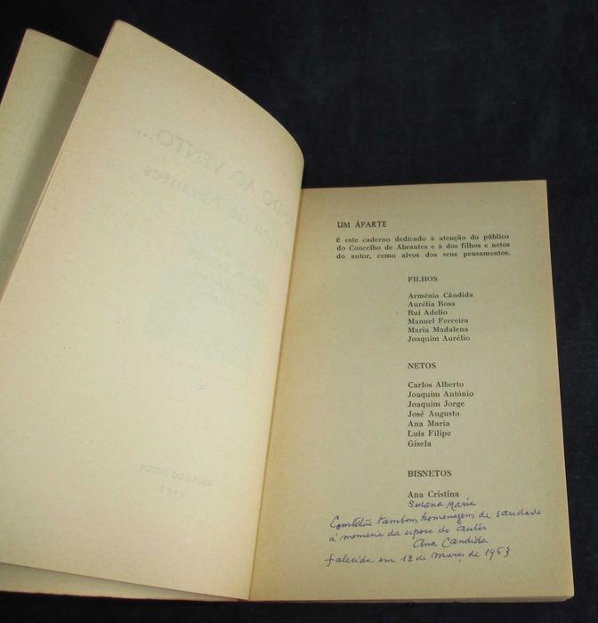 Livro Lançando ao Vento no Concelho de Abrantes Joaquim Maria Valente