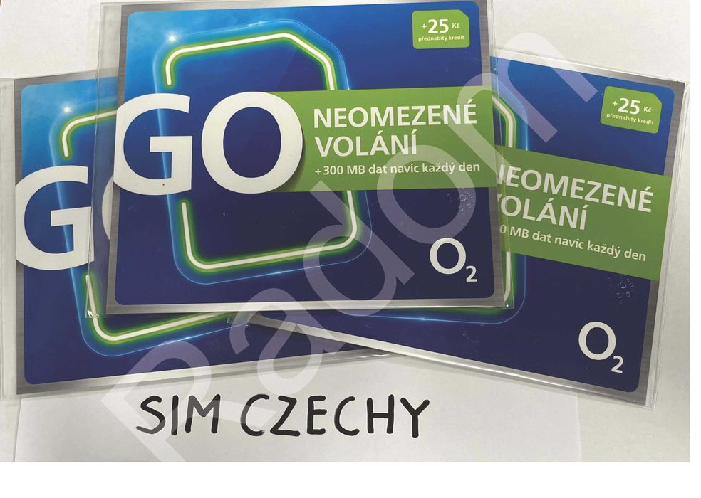 Czechy karty sim sieci O2 saldo 25kc nowe startery czeskie anonimowe