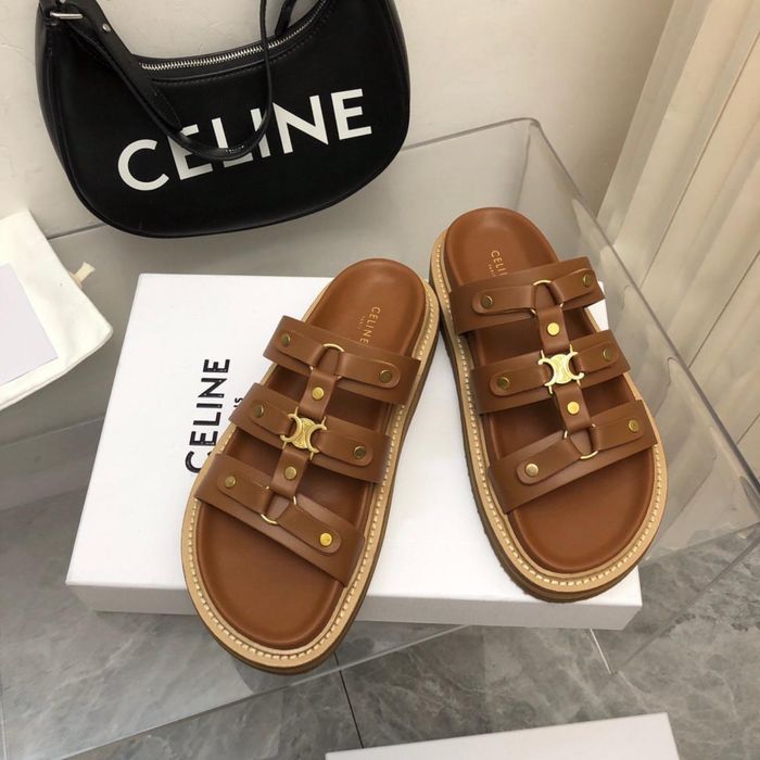 Klapki Celine brown leather