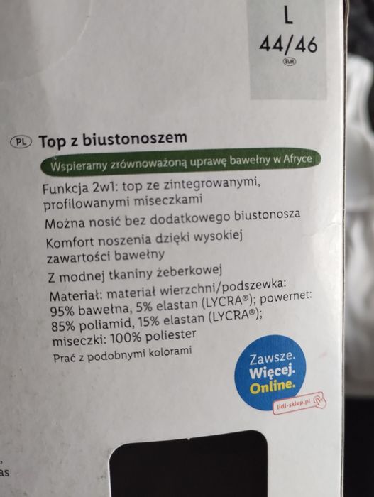 Topy z biustonoszem- cena za 2szt