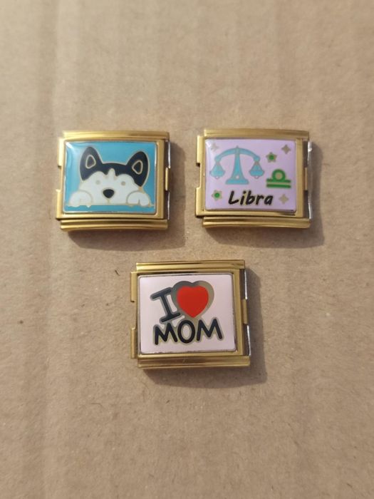 Nowy charms,  moduł, łącznik do bransoletki włoskiej nomination • stal