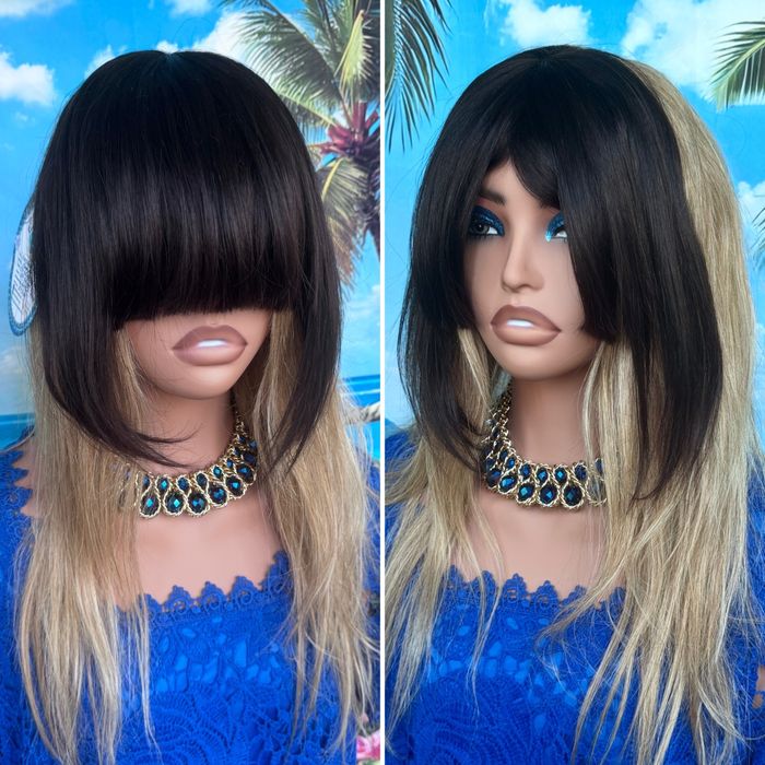 Натуральная накладка топпер чёлка славянка детские чёрные волосы