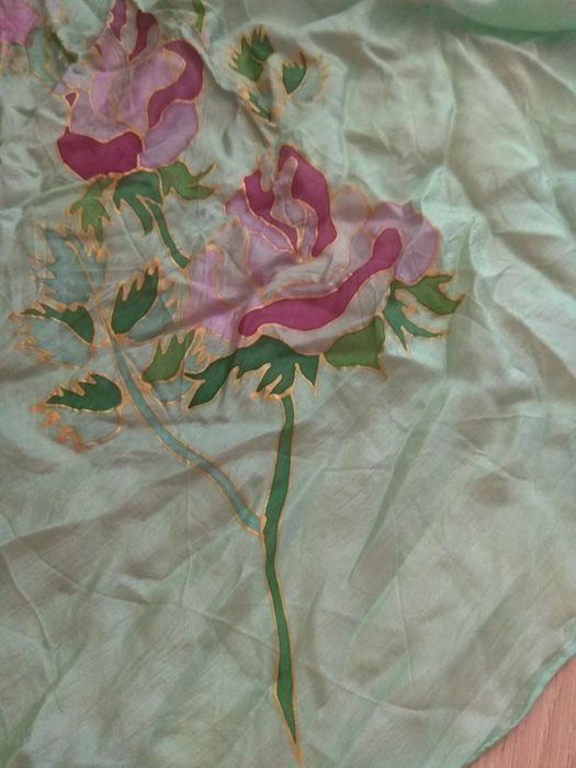 Vintage Ręcznie malowana chusta apaszka