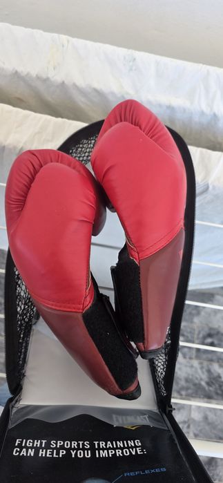 Kit Desportos de Combate: Luvas Boxe Everlast Elite 10oz + Caneleiras Outshock Tam. M