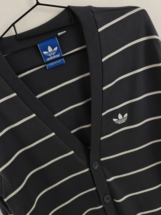 Adidas Retro sweter rozpinany męski w paski logowany S/M