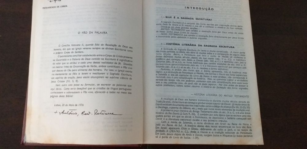 Excelente prenda Natal! Biblia ed 1968 assinada Cardeal Patriarca D An