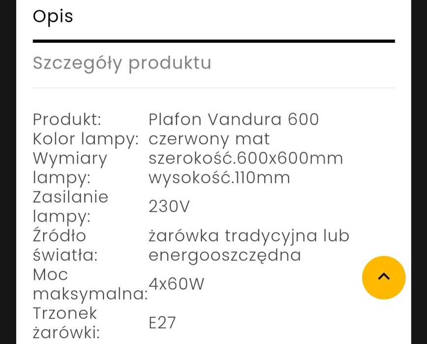 Lampa plafon 60 cm duży okazja