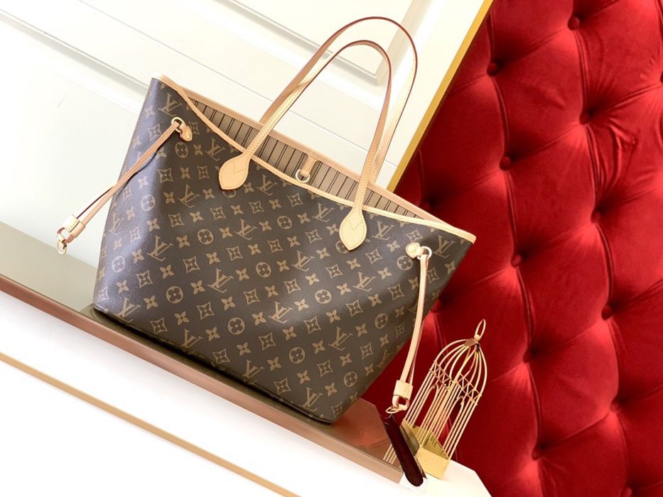 Torebka Louis Vuitton NEVERFULL mm gm SKORA monogram nr seryjny ebene