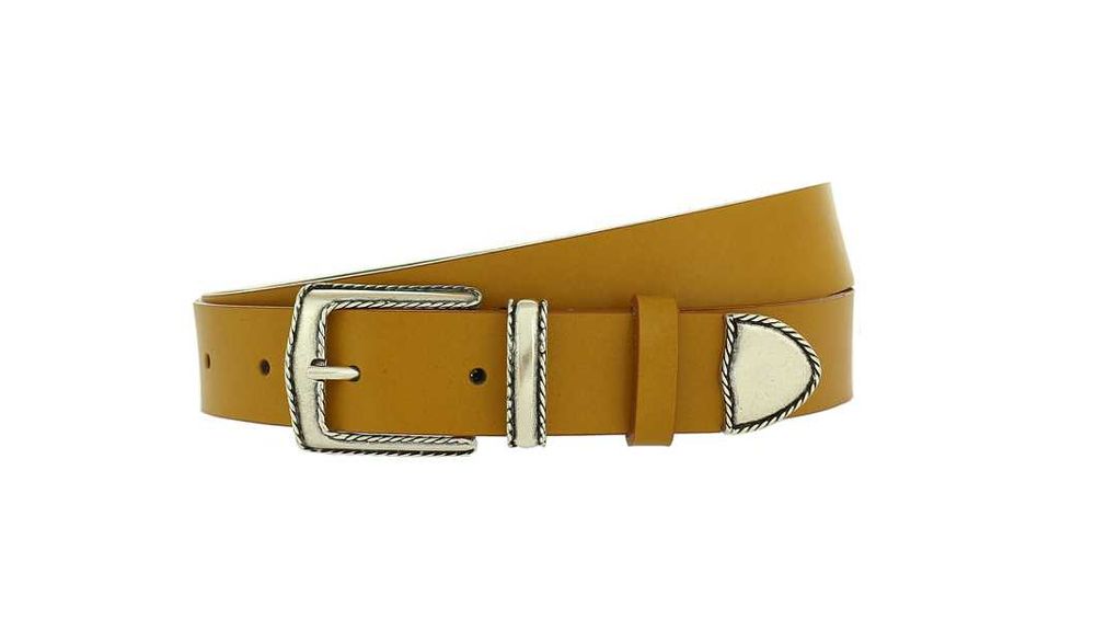 Skórzany pasek damski do sukienki spodni karmelowy szeroki PL