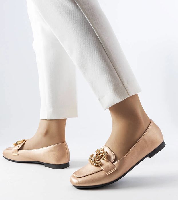 Złote mokasyny z cyrkoniami Neuer