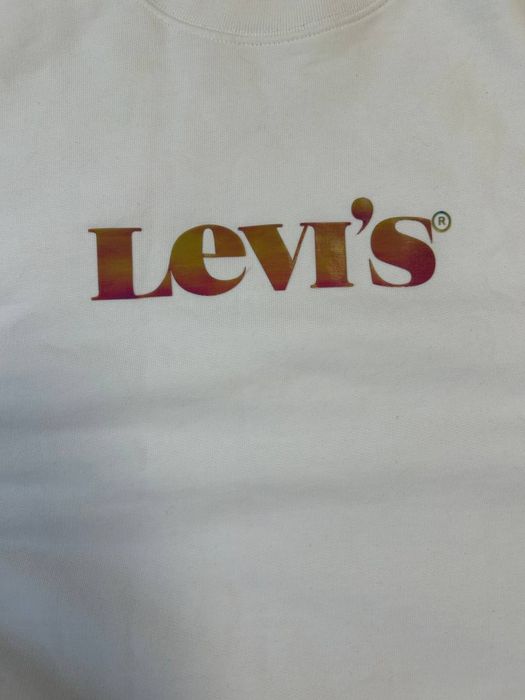Белый свитшот Levi’s Relaxed Fit / Свитшот Левис с градиентным логотипом (Размер XL)