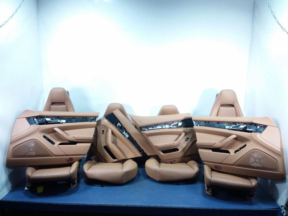 PORSCHE PANAMERA I 970 FOTELE KANAPA BOCZKI SKÓRA COGNAC KPL