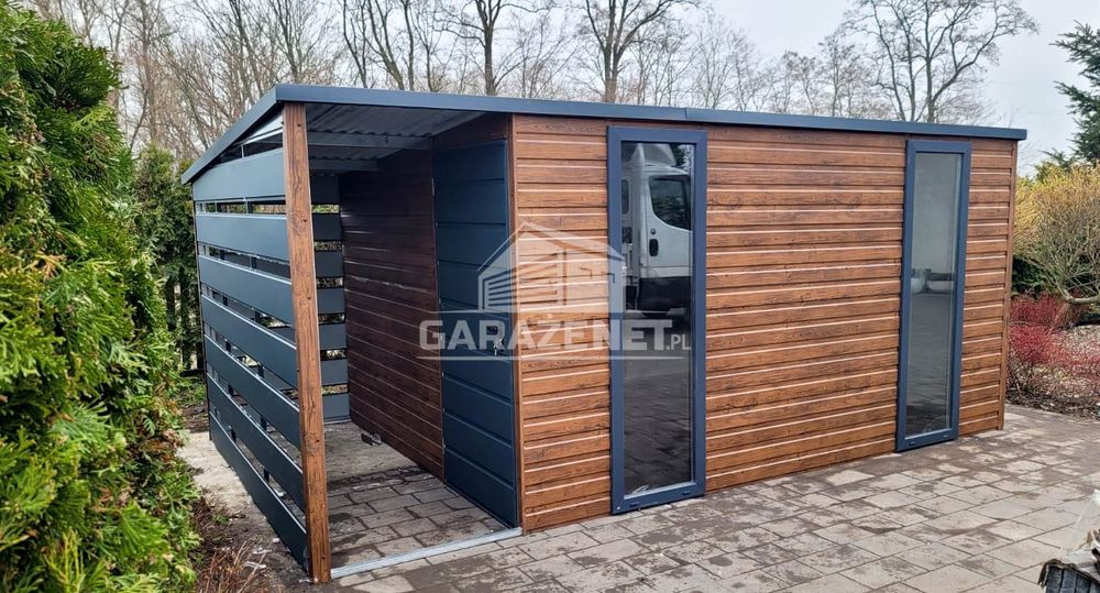SCHOWEK DOMEK OGRODOWY 4,5X2,5 m + Wiata 1,5X2,5 Drzwi 2X Okno GB414