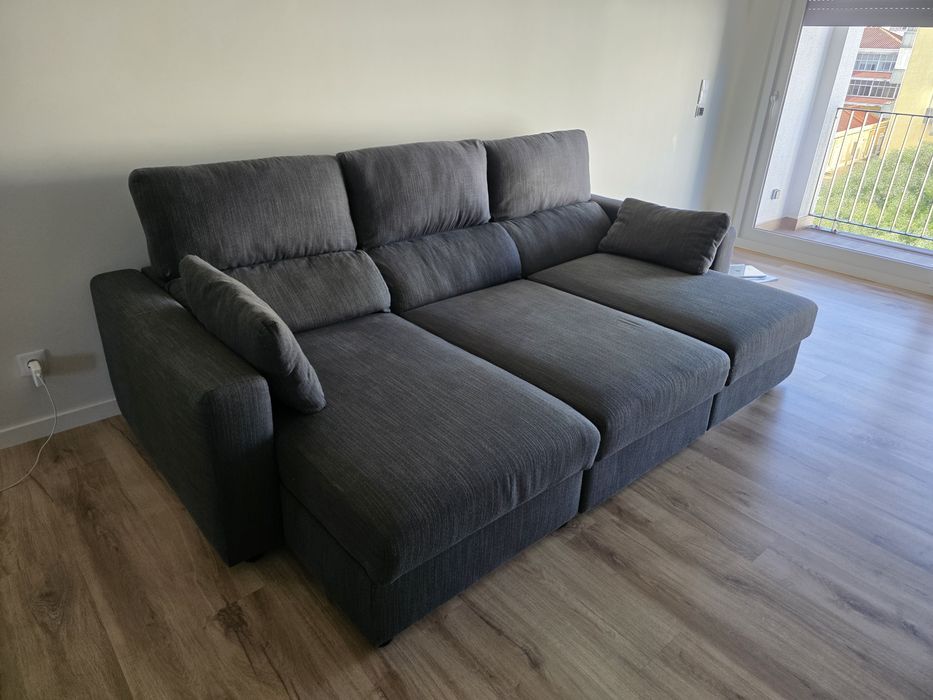 Sofá 3 lugares com chaise longue