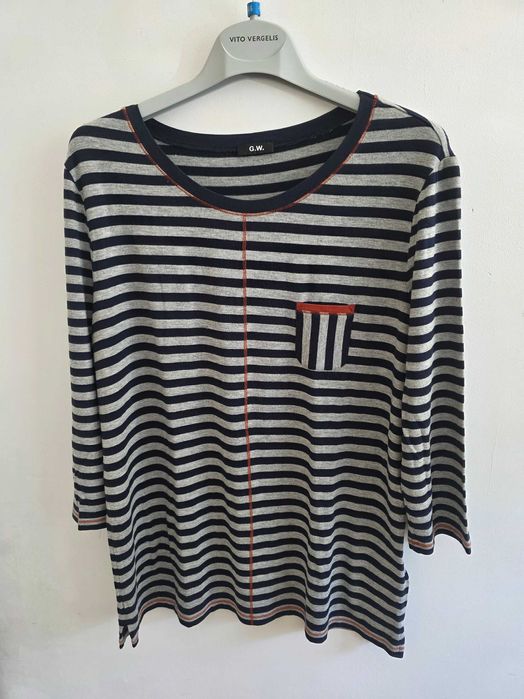 Bluzka firmy Gerry Weber rękawy 3/4, szaro-granatowe paski