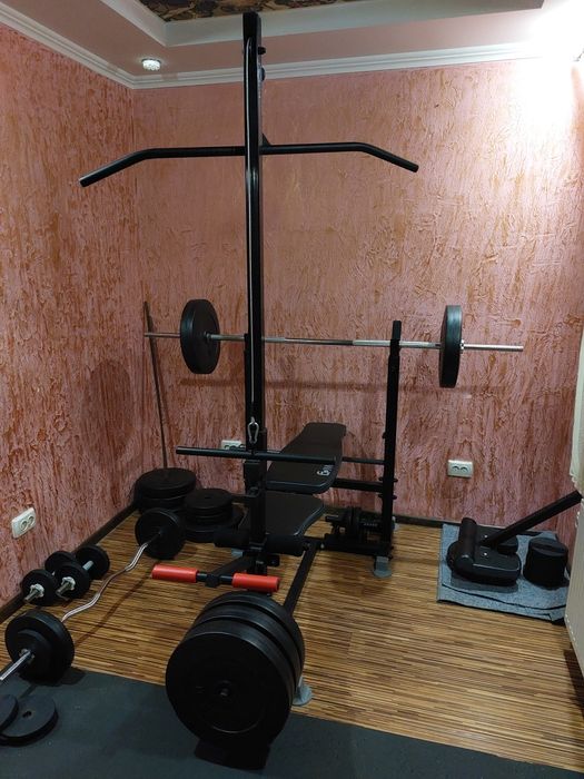 Домашний спорткомплекс / штанга, гантели, лавка / 180 кг